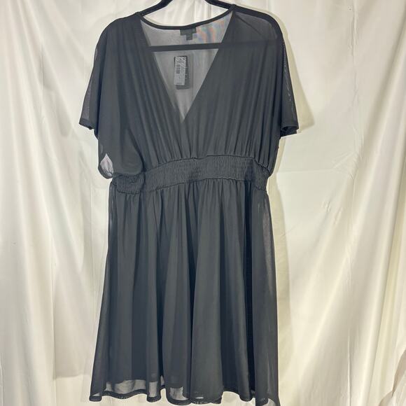 NWT Torrid Black Mesh Smock Waist Swim Cover-Up Dress Size 2 / 18-20 - Picture 3 of 4